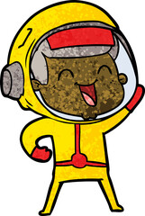 happy cartoon astronaut