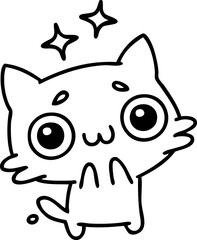 cute line doodle of an amazed cat