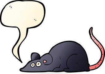 cartoon black rat with speech bubble