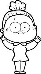 cartoon happy old woman