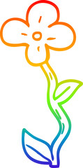 Fototapeta premium rainbow gradient line drawing of a cartoon flower