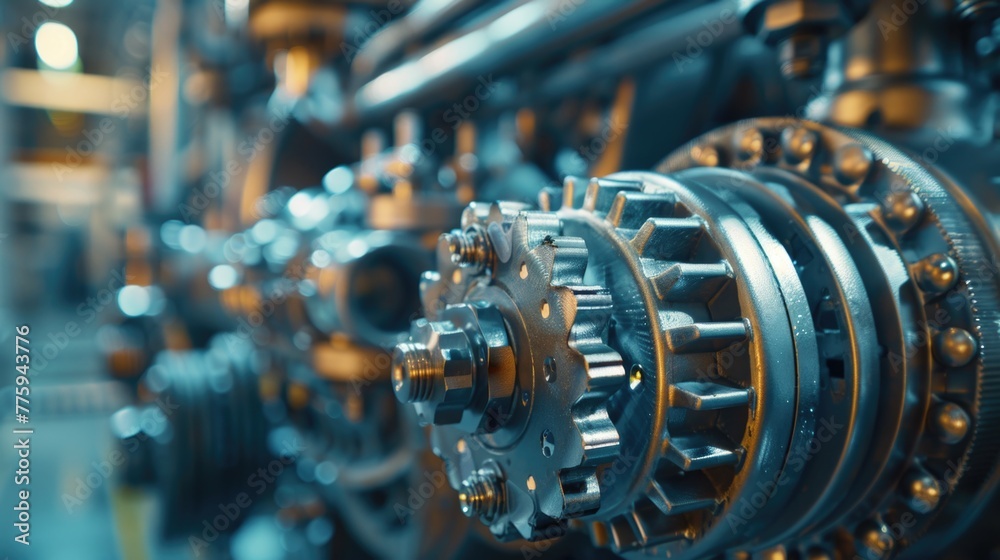 Poster detailed view of intricate machine gears, ideal for industrial concepts