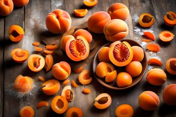 The delicate hairs and rich orange color of a ripe apricot, exuding freshness and sweetness.