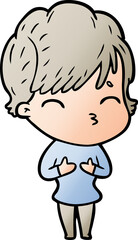 cartoon woman thinking