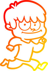 warm gradient line drawing of a happy cartoon man