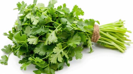 A bunch of parsley on a clean white background. Perfect for food and cooking concepts