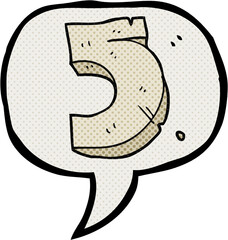 freehand drawn comic book speech bubble cartoon stone number five