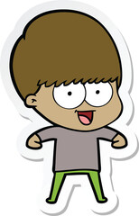 sticker of a happy cartoon boy