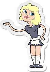sticker of a cartoon waitress serving