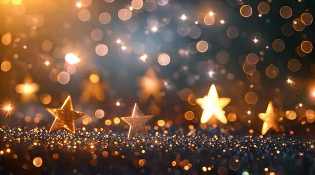 abstract gold stars with bokeh background