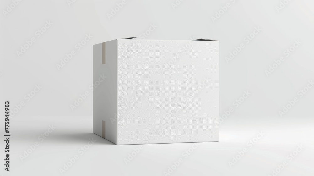 Poster simple white box on a flat surface, versatile for various projects