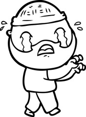 cartoon bearded man crying