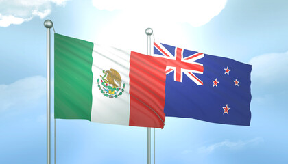 Mexico and New Zealand Flag Together A Concept of Relations