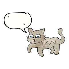 freehand drawn texture speech bubble cartoon cat