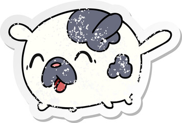 distressed sticker cartoon illustration kawaii cute patch dog