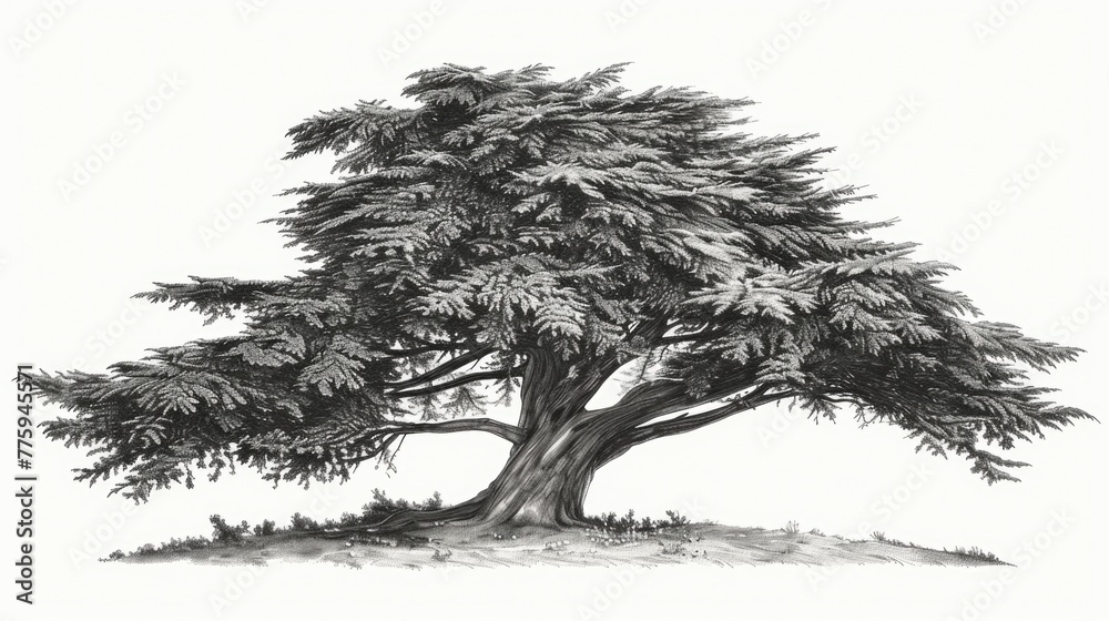 Poster Simple black and white drawing of a tree. Suitable for various design projects