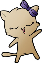 cartoon cat with bow on head