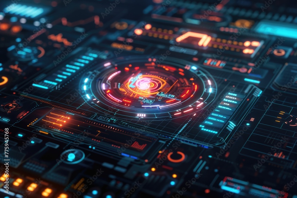 Aufkleber detailed view of a futuristic interface, suitable for technology concepts