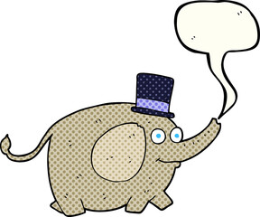freehand drawn comic book speech bubble cartoon elephant