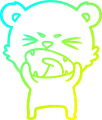 cold gradient line drawing of a angry cartoon bear