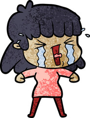cartoon woman in tears