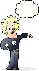 cartoon nasty boy with thought bubble