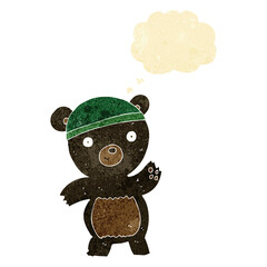 cute cartoon black bear with thought bubble