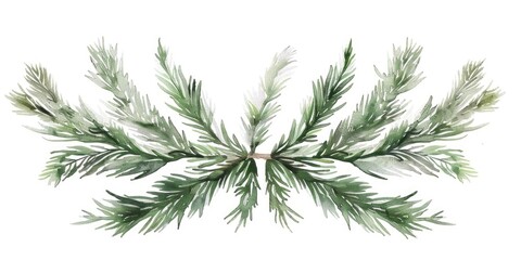 Detailed watercolor painting of a pine tree branch. Perfect for nature-themed designs