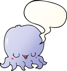 cartoon jellyfish with speech bubble in smooth gradient style