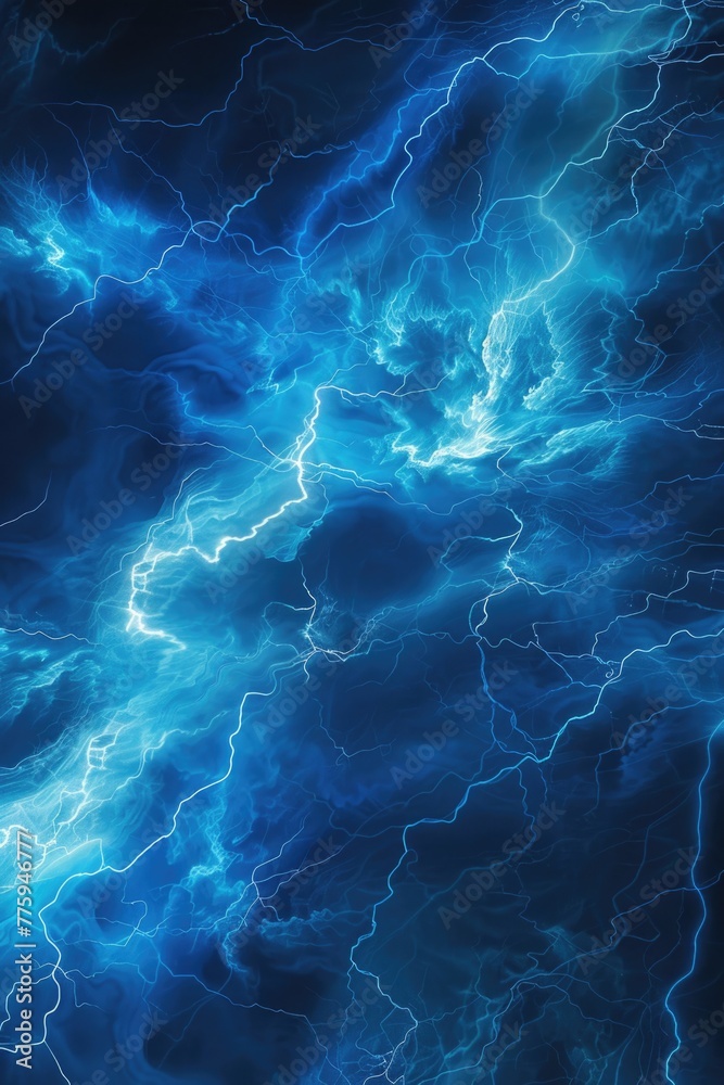 Aufkleber A striking blue and black background with lightning. Suitable for use in technology or energy-related projects