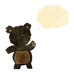 cartoon black bear with thought bubble