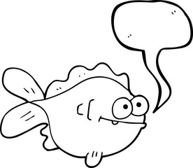 freehand drawn speech bubble cartoon fish