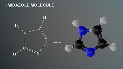 Imidazole Molecule structure 3d illustration