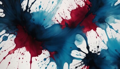 A dynamic abstract painting with explosive red and blue hues, representing creativity and emotional intensity.