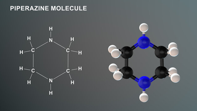 Piperazine Molecule structure 3d illustration