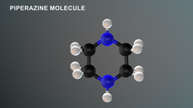 Piperazine Molecule structure 3d illustration