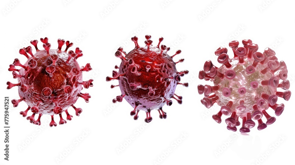 Poster Three different types of coronaviruses on a white background. Suitable for medical and scientific concepts