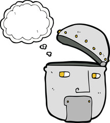 cartoon robot head with thought bubble