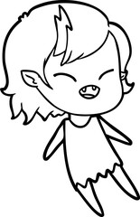 cartoon laughing vampire girl floating