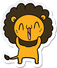 sticker of a happy cartoon lion