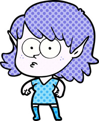 cartoon elf girl staring
