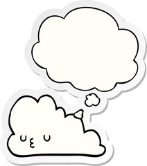 cute cartoon cloud with thought bubble as a printed sticker
