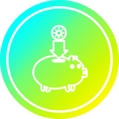 piggy bank circular icon with cool gradient finish