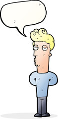 cartoon bored man with speech bubble