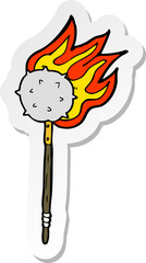 sticker of a cartoon medieval mace