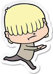 sticker of a cartoon boy with untidy hair