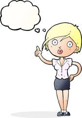 cartoon pretty woman with idea with thought bubble