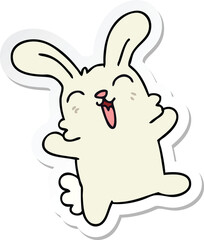 sticker of a quirky hand drawn cartoon rabbit