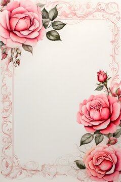 Briefpapier - Vorlage - Blütenrahmen - Rosen