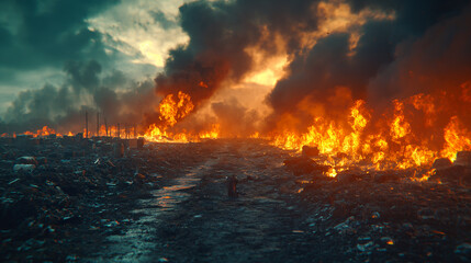 Air pollution caused by burning plastic and garbage.